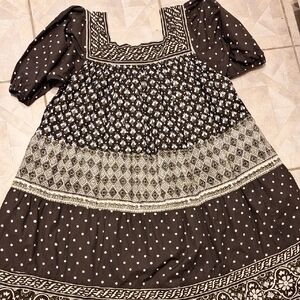 y Sante Bohemian Black and White Patterned Dress Size 3X
